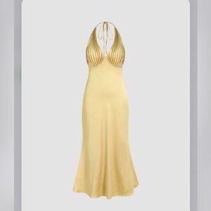 Halter Pleated Backless Mermaid Dress